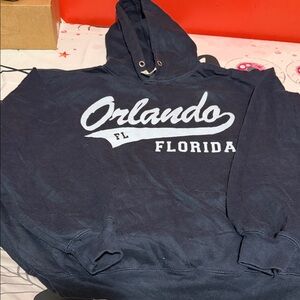 Unisex Navy Graphic Hoodie | Orlando Florida Print | Fit Sz M